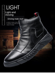 Winter men leather ankle boots