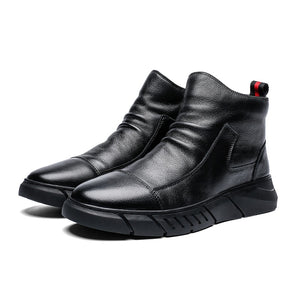Winter men leather ankle boots
